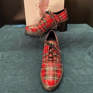 Jessica Simpson - Red Plaid Chunky Heel Oxford